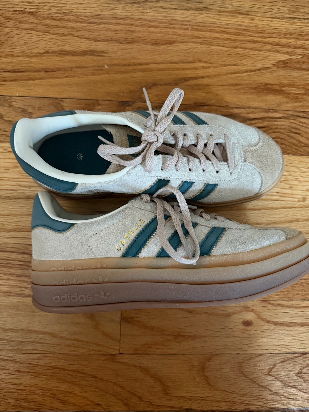 Adidas Gazelle Bold in beige and green